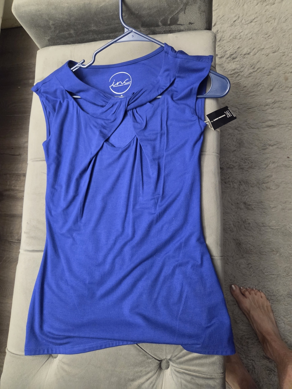 INC International Concepts Royal Blue Knot Front Sleeveless Camisole - Picture 3 of 3